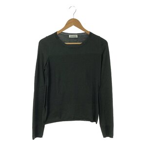 JIL SANDER / ジルサンダー | ウール パネル切替 ハイゲージ クルーネックニット | 38 | オリーブ | レディース