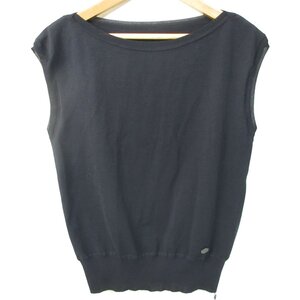 未使用 FOXEY フォクシー Knit Tops ボートネック ノースリーブ プルオーバー ニットトップス カットソー 35705 サイズ40 ネイビー ◆