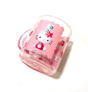 当時物 1998年 ハローキティ サンリオ Hello Kitty Sanrio マグカップ コップ いちご ピンク 花 フラワー