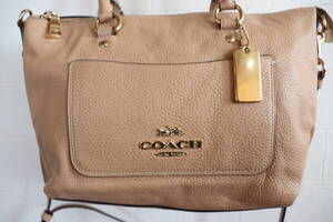 即決 COACH コーチ F31466 ミニ エマサッチェル 2WAY ショルダーバッグ レザーバッグ ミニハンドバッグ 濃いベージュ系