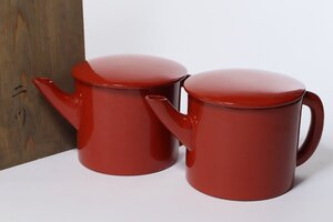 時代漆器 朱塗 湯桶 一対 /茶懐石 茶道具 漆器