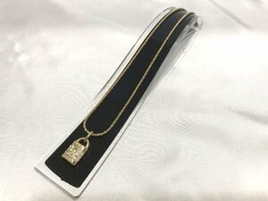 ■【YS-1】 ジバンシィ GIVENCHY ネックレス ■ GP 石付き 南京錠 カギ モチーフ ゴールド系 トップ2cm×1cm 【同梱可能商品】■D