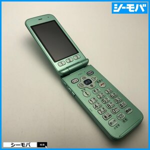 ガラケー らくらくホン F-02J 上美品 ドコモ グリーン SIMロック解除可能 docomo 動作確認済 A14351