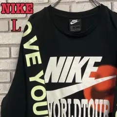 《美品》ナイキ☆NIKE ワールドツアー ロンT プリント ビッグロゴ 黒 L