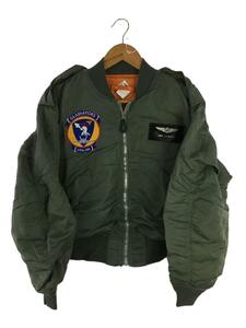 ALPHA INDUSTRIES◆L-2B/USA製/ワッペン/フライトジャケット/L/ナイロン/グリーン