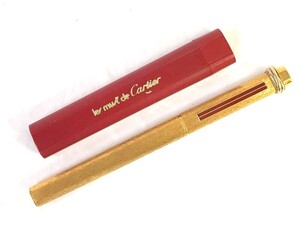 1000円スタート ボールペン Cartier カルティエ トリニティ 楕円 オーバル ゴールドxボルドー 替え芯付き 筆記用具 文房具 WHO D3009