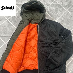 【最高傑作XXL】極美品 上野商会 SCHOTT ショット フライトジャケット XXL ドッキング ジップ刻印 インナー キルティング 胸ロゴ【極上品】