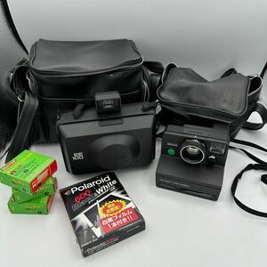 POLAROID ２つまとめ売り LAND CAMERA2000、EE 100(説明書あり) 600高感度フィルム＜白黒＞、フジカラーR25付き【中古品】【動作未確認】