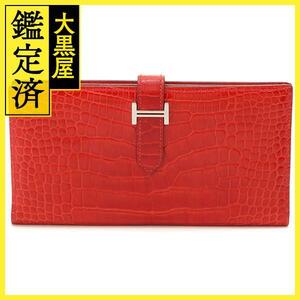 HERMES エルメス　小物　財布　ベアンスプレ　ブレイズ・SV金具　アリゲーター　□P　2012年頃製造【472】HA