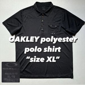 OAKLEY polyester polo shirt “size XL” オークリー 黒 ポロシャツ ポリエステル 半袖 プルオーバー