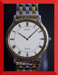 セイコー SEIKO ドルチェ DOLCE クォーツ 2針 ローマン 純正ベルト 9530-6040 男性用 メンズ 腕時計 y460 稼働品