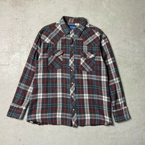 90年代 Wrangler ラングラー チェックシャツ ウエスタンシャツ ライトネルシャツ メンズ2XL