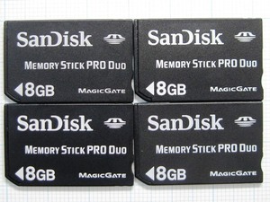 ★SanDisk メモリースティック PRODuo ８ＧＢ ４枚 中古 ★送料６３円～