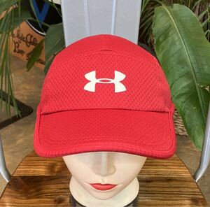 良品／UNDER ARMOUR／YOKOHAMA MARATHON 2019／キャップ／レッド／メンズフリーサイズ