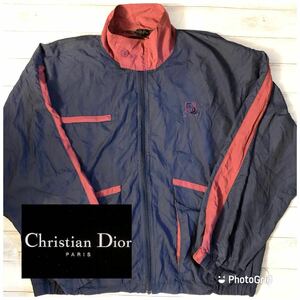 クリスチャンディオール　Christian Dior L ツートーン　ワンポイント刺繍　ブルゾン　ネイビー×ボルドー