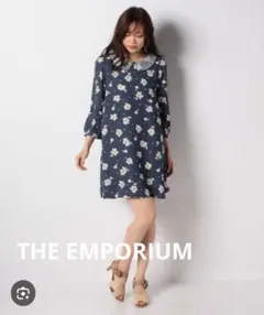 最終値下げ　新品　タグ付き　THE EMPORIUM　ワンピース　花柄　ネイビー