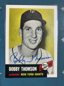 1991 Topps Archives Real 本物 Signature on 1953 Reprint Card #330 Bobby Thomson New York Giants 3 Time All Star