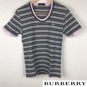 美品 BURBERRY BLACK LABEL 半袖Tシャツ ボーダー サイズ2 返品可能 送料無料