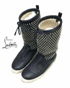 TK 希少 Christian Louboutin クリスチャンルブタン NAZA FLAT SPIKES BOOTS スパイクブーツ スニーカー 42 黒 ブラック