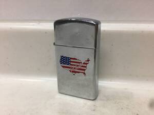 Zippo　ジッポー　スリム　アメリカ　地図　国旗柄　USA　1990年製　　　T206　　　　KJ1