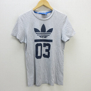 z■アディダス/adidas ロゴプリントTシャツ M30251【M】灰/men