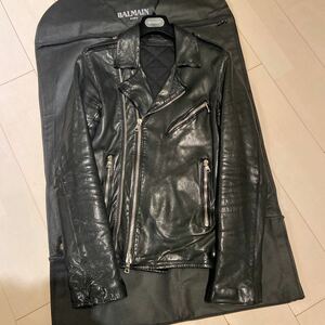 格安BALMAIN バルマンライダースジャケット ブラック 46 国内正規品 ハンガー、ガーメントケース付 送料込