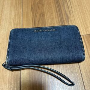 【M】ARMANI アルマーニエクスチェンジ 長財布 ラウンドファスナー ジャンク品