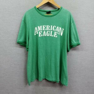 H118 American Eagle Outfitters アメリカンイーグルアウトフィッターズ Tシャツ 半袖 カットソー クルーネック ロゴ プリント グリーン XL