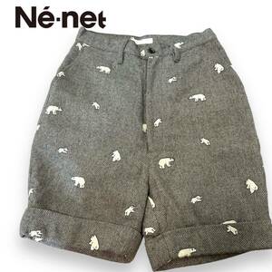 ne-net ネネット シロクマ　白熊　ツイード　ハーフパンツ ショートパンツ ツイード ヘリンボーン　 ジャガード パンツ