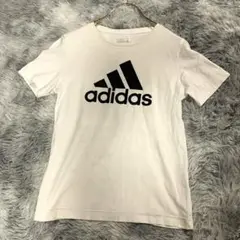 adidas キッズ140 tシャツ　白White BIGロゴ　子供服