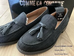 新品箱なし COMME CA COMMUNE コムサコミューン リジットデニム タッセルローファー 09ネイビー 25.0cm 21ZP09 定価15,000円