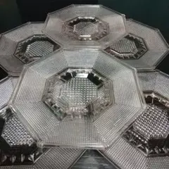 昭和レトロ  プレスガラス八角皿６枚
