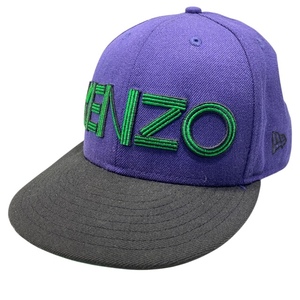 KENZO×NEW ERA ケンゾー ニューエラ コラボ キャップ ストレートキャップ 帽子 ロゴ ウール パープル グリーン [サイズ 7 (58.7cm)]