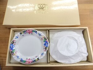 未使用☆TOHO FINE CHINA☆金彩花柄 オーバル ミニプレート 5枚 セット 楕円 小皿 銘々皿 磁器 食器 日本製 ヴィンテージ 新品 箱有