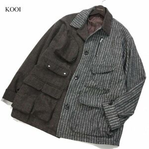 20AW★ KOOI コーイ 【MULTI POCKET LAYER JACKET】切替★ 秋冬 マルチポケット ウール レイヤー ジャケット Sz.1　メンズ　I3T02066_B#N