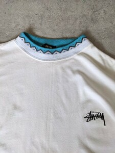 希少白!! 幻黒タグ OLD STUSSY トレーナー ロンT L USA製 スウェット ヴィンテージ 90s アメリカ 紺タグ アーカイブ 初期 ステューシー 80s