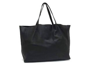 1円 CELINE セリーヌ ホリゾンタルカバ レザー ハンドバッグ トートバッグ ショルダー 肩掛け レディース メンズ ブラック系 BI9037