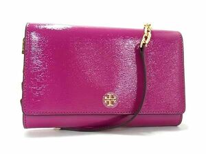 1円 ■新品■未使用■ TORY BURCH トリーバーチ レザー チェーン ショルダーバッグ ウォレットバッグ レディース パープル系 FC9818