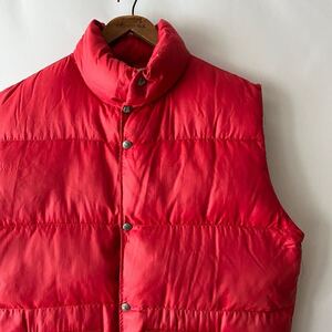 70s THE NORTH FACE 茶タグ リップストップ ナイロン ダウンベスト L レッド USA製 ビンテージ 70年代 ノースフェイス 赤 オリジナル