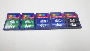 新入荷　Transcend　SDHCカード　4GB　5枚セット　中古動作品　