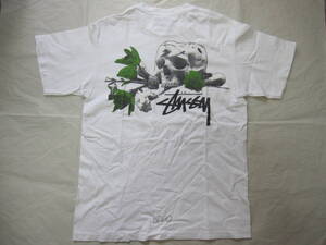 【美品】OLD STUSSY ステューシー スカル フラワー オファリング OFFERING NYC フォト Tシャツ M ホワイト 白