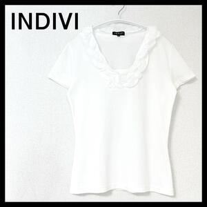 INDIVI インディヴィ 半袖 Tシャツ ティーシャツ フリル ホワイト M