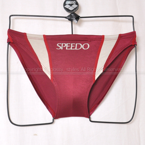 K1942-04■旧SPEEDO スピード 競パン メンズ競泳水着 光沢 ワインレッド M