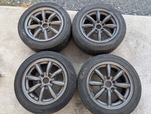 ワタナベ　16インチ　PCD114.3 8J 5H 225/50R16付き　直接手渡し歓迎 8スポーク 着払いで発送可 ホイールのみも対応します。