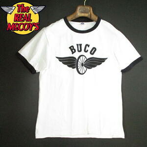 希少▼ ザ リアルマッコイズ　Buco　半袖Tシャツ　白 黒　リンガーTシャツ　Mサイズ　THE REAL McCOYS　ブコ