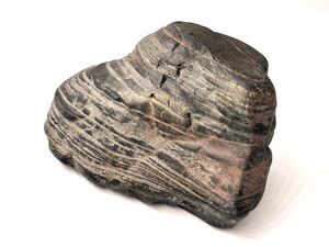 【天然石　鑑賞石】　奇石/化石　蔵出（大正～昭和初期コレクト）　縞断層　N1222G