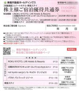 「東急不動産ホールディングス 株主優待」株主様ご宿泊優待共通券【1枚】有効期限2025年1月31日 パラオパシフィック/東急ステイ/宿泊割引券