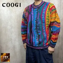 COOGI クージー 3Dニット 立体編込み マルチカラー 総柄 個性的 ウール