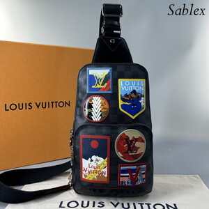 1円【新品同様/RFID】Louis Vuitton ルイヴィトン ダミエグラフィット ノワール(ブラック) N44055 メンズアヴェニュー スリングバッグ 