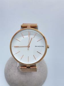 SKAGEN◆クォーツ腕時計/アナログ/WHT/GLD